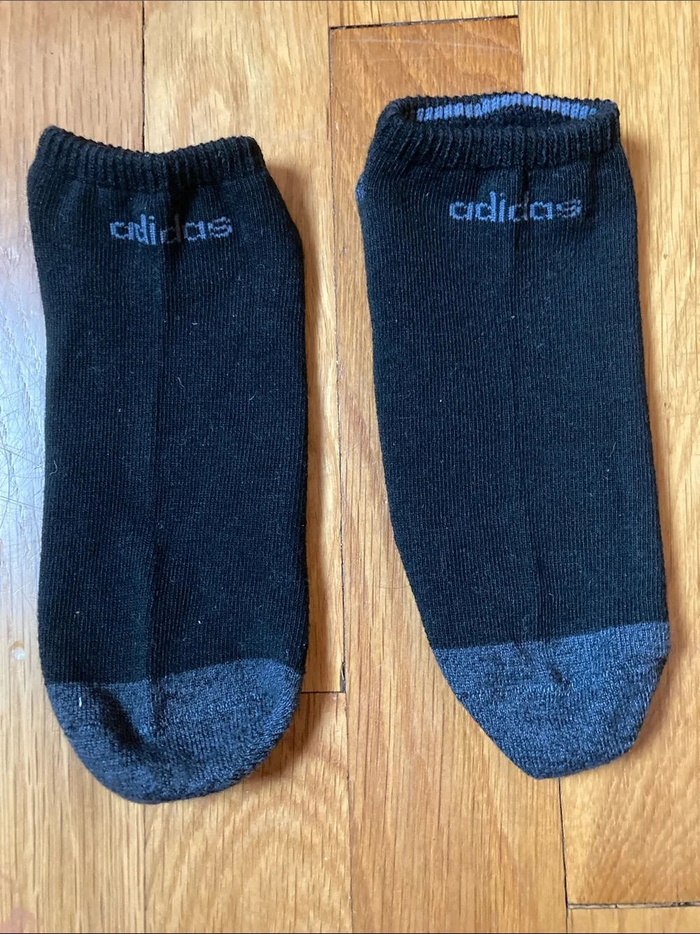 adidas Black Low-Cut Athletic Ankle Socks with Gray Heel & Toe